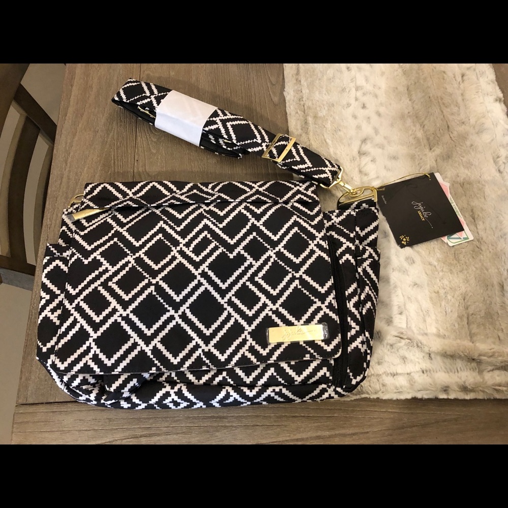 Jujube diaper bag black white messenger style bag